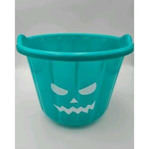 Lot Of 5 Teal Pumpkin Halloween‎ Candy Treat Bucket - Jack O Lantern Buckets